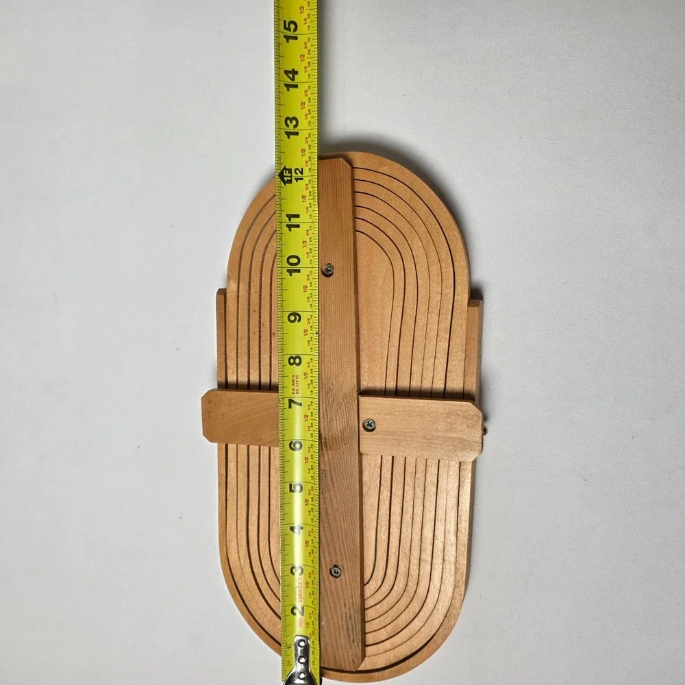 Vintage Oakwood Collapsible Oval Basket Handle Country Farmhouse 12 1/2 by 7 in